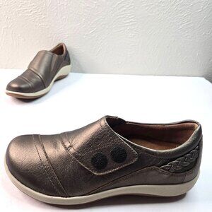 Aetrex Arch Support Comfort Loafers Leather Brown Bronze Dress Shoes Size 7